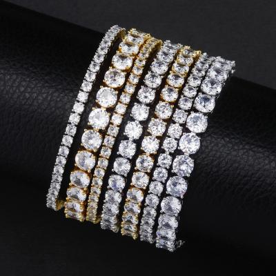 China Fine Hiphop Moissanite Jewelry Diamond 925 Sterling Silver Moissanite Tennis Chain Bracelets For Women Men for sale