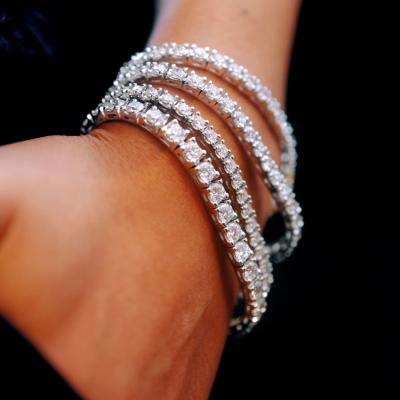 China Hiphop Customized High Quality 925 Sterling Silver Real Moissanite Tennis Bracelet for sale