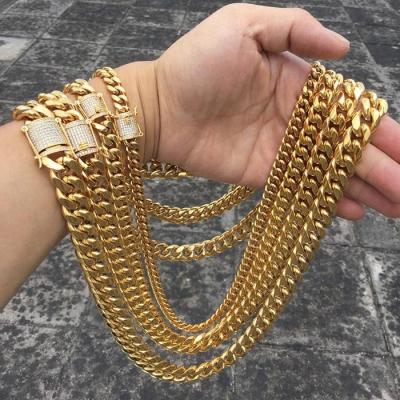 China Miss Jewelry Hot Selling Hiphop Gold Heavy Cuban Link Chain, Diamond Cuban Link Chain for sale