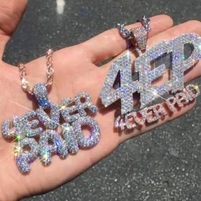 China Hot Sale Custom Made Hip Hop Men's and Women's Sterling Silver Bubble Letter Zircon Pendants Hiphop Paved Jewelry for sale