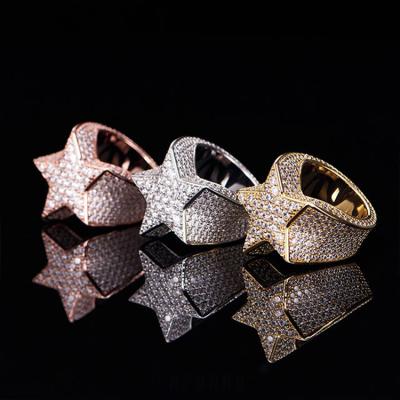 China Hiphop New Arrival Fashion 18k White Rose Gold Star Ring In Competitive Price for sale