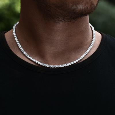 China Hiphop Iced Out CZ Diamond 3mm Tennis Necklace Hiphop Gold Chain Chain for sale