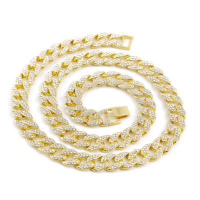 China High Quality Hiphop Cuban Link Chain Miami Jewelry Mens 18K Gold Iced Out CZ Hip Hop Chain for sale