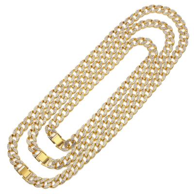 China Factory Price Manufacturer Supplier Ice Out Hip Hop Watch Iced Out Silver Cuban Link Chain Necklace for sale