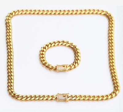 China Trendy Stock Sale 10mm Hip Hop Miami Cuban Link Chain , Gold Hip Hop Chain for sale