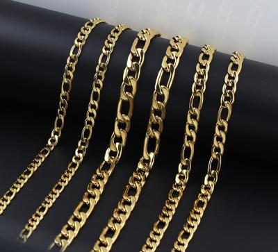 China New Stainless Steel Miss Jewelry Hip Hop Figaro Chain Dubai Gold 18k Chain Design For Men for sale