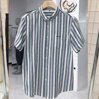 China Fashion Anti-pilling Striped Men Dress Short Sleeve Shirts Business Casual Dress Korean Slim Button Up Shirt Brand Shirtmen Dress Loose Tops for sale