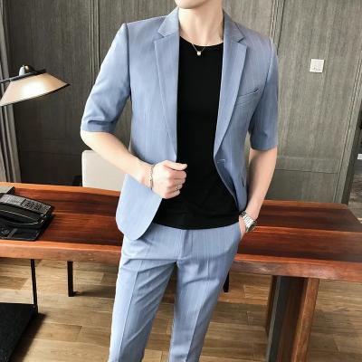 China Anti-Wrinkle OEM ODM Men's Suit Slim Fit Solid Color Men's Business Office Suit Sets Logo Print for sale