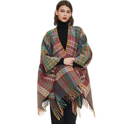 China Checked 2023 New Style in stock Sleeved and Cuff Shawl for Spring, Autumn, Winter for sale