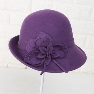 China Casual High quality Custom Autumn and Winter Caps Children's Wool Felt Caps Women's Flower for sale