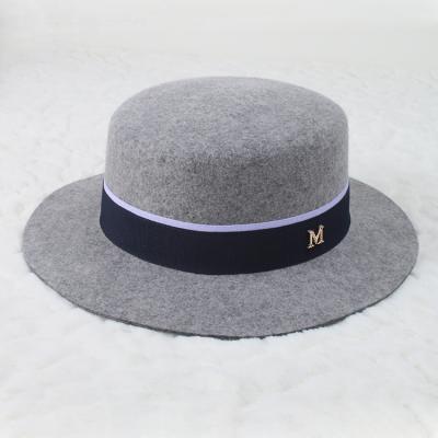 China Casual 2023 new Wool hat, flat top hat, flat brim woolen hat, top hat, women's hat, fashionable woolen hat for sale