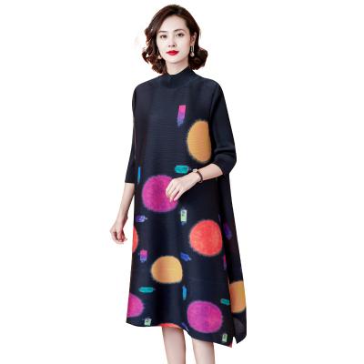 China China Breathable New Product Autumn New Fashion Color Circle Irregular Printing Plus Size Casual Dress for sale