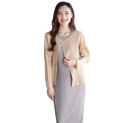 China Wholesale Tianbao 2021 new buttonless open pleated casual wear loose long sleeve fashion breathable high quality temperament for sale