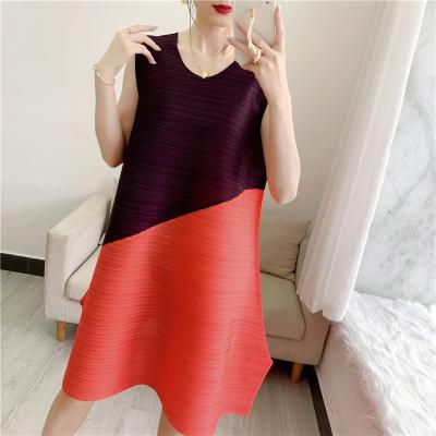 China Anti-wrinkle Tianbao high quality pleated skirt with matching color A-Word sleeveless casual skirt for sale