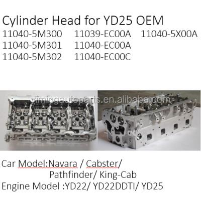 China YD25 Cylinder Head For Navara Pathfinder 11040-5M300 11039-EC00A 11040-5X00A OEM Standard Size for sale