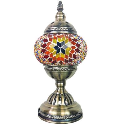 China Red Mid Century Classic Mosaic Lamp Hand-Cast Material Base, Retro Table Lamp Turkish Living Room Bedroom Restaurant Hotel Lighting Homestay for sale