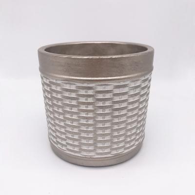 China Retro Flower Pot Best Round Rose Gold Cement Pot and Planter Cylinder Flower Pot Decoration for sale