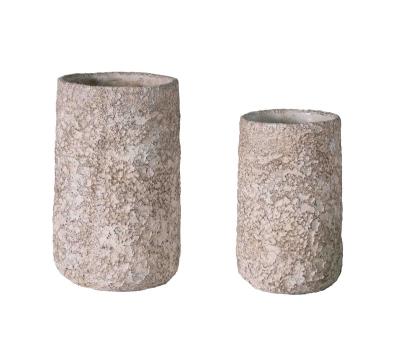 China Eco-Freindly Pattern Flower Vases Wholesale Custom Modern Cement Nordic Indoor Decorative Stone Handmade Flower Pot for sale