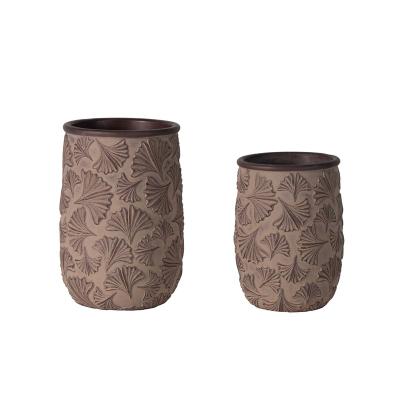 China Cement flower pot premium design unique embossed cement flower pot for home decoration for sale