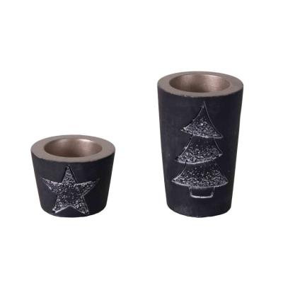 China Best Selling Star Shaped Cement Candle Holder Christmas Tree Candle Holder Container Candle Holder for sale