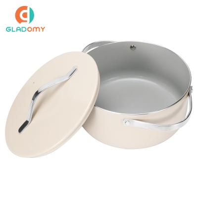 China Factory Stocked Manufacture Directly Advanced Pressed Nonstick Aluminum Casserole With Stainless Steel Handle for sale