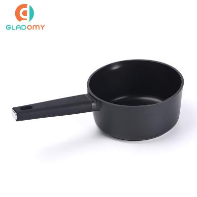 China 2022 Hot Selling Die Cast Aluminum Frying Pan Non Stick Milk Pan With Wooden Handle Sauce Pan With Lid for sale