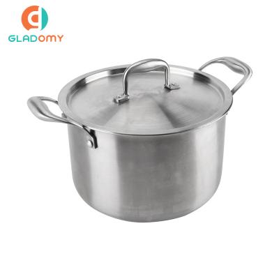 China Stainless Steel Dutch Oven Household Kitchen Double Stocked Ear Handle With Stainless Steel Cover for sale