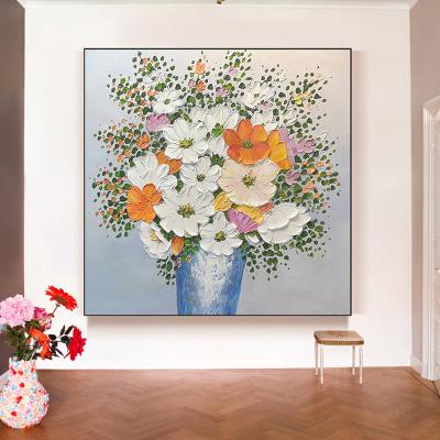 China Modern pure hand-painted oil painting flower living room sofa background wall hanging picture porch decoration painting abstract rest for sale