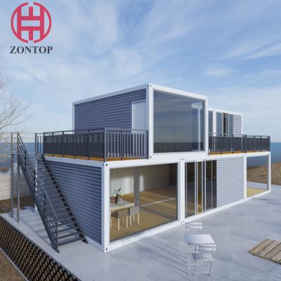 China Zontop small prefab flat pack cabin modern luxury buildings portable Prefab modular shipping container Houses home for sale