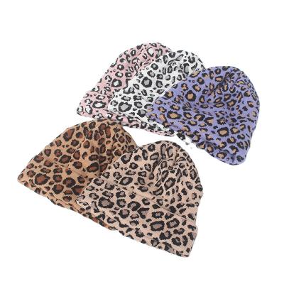 China Winter Woman Fashion Leopard Print Plush COMMON Soft Layered Warmth Knitted Hat for sale