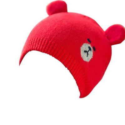 China COMMON COMMON Autumn Winter Children Bear Shape Cotton Plug Customizable Baby Knitted Hat for sale