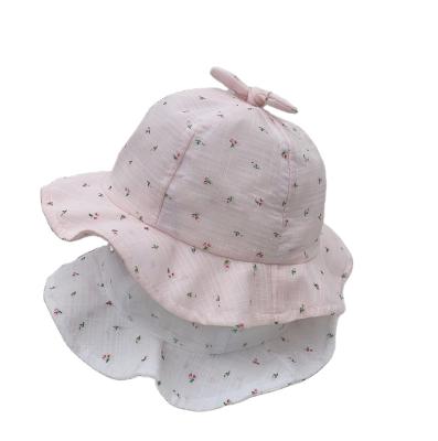 China Cute Summer Customizable Sunshade Image Baby Princess Cherry Breathable Bucket Hat for sale