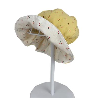 China Customizable Image Baby Fashion Summer Sunshade Princess Cherry Windproof Bucket Hat for sale