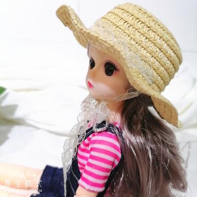 China Custom Stocked Mini Small Doll Girl Straw Hat for sale