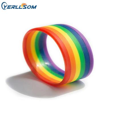 China CLASSIC cheapest customized high quality multi layers rainbow silicone wristbands for YS071701 for sale