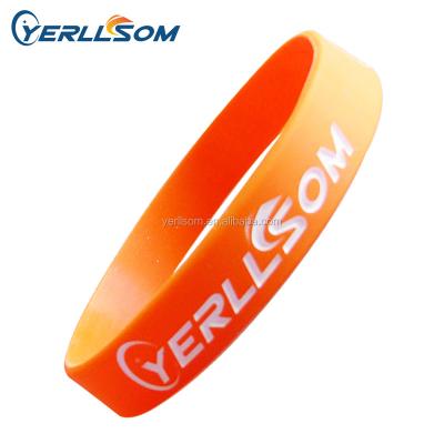 China Stylish High Quality Customized Orange Silicone Wristbands For Promotional Gifts Y007 for sale