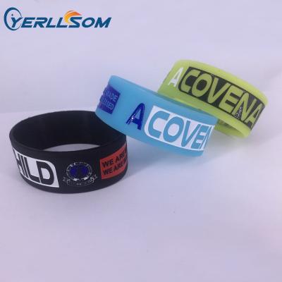 China Fashionable Promotional Gifts Customized 1inch Ink Debossed Filled Silicone Wristbands Silicone Wristband For Y062504 for sale