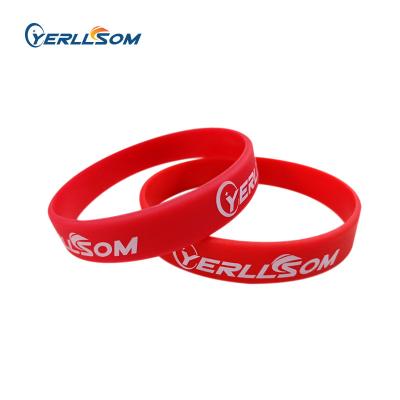 China Free Shipping 100pcs/bag CLASSIC Customized 1 Color Silk Printed Silicone Rubber Wristbands For Gifts Promotionial Trade AssuranceY092501 for sale