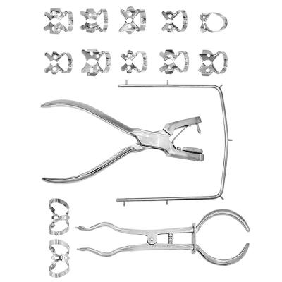 China Metal Rubber Dam Orthodontic Punch Pliers Dental Kit Rubber Dam Clamps Rubber Dam Frame Pliers Dentist Basic Tools Dental Ivory Kit for sale