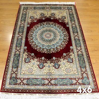 China Cheap Oriental Traditional Center Persian Handmade Traditional Medallion Silk Blankets Hand Knotted For Sale for sale