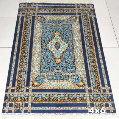 China Oriental Traditional Persian Size 4x6 Blue Handmade Hand Knotted Chinese Silk Oriental Area Rugs On Sale for sale