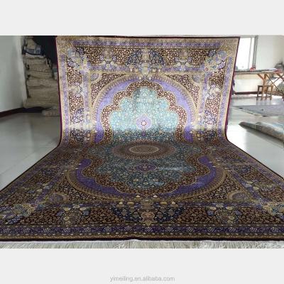 China CLASSIC Purple Hand Knotted Kashmiri Oriental Pure Silk Indian Handmade Rugs For Living Room Bedroom for sale