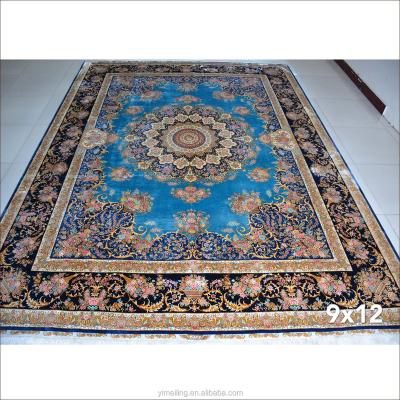 China Persian Bright Colors Blue Oriental Persian Style Carpet Nanyang Chinese Hand Knotted Basic Handmade Silk Area Rug for sale