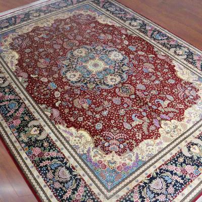 China Stain resistant traditional vintage red handmade silk Persian rugs and rugs hand knotted for living room for sale