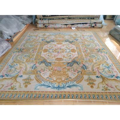 China 17th century thick square blankets from Savonnerie Chine Savonnerie Rug Handmade Carpet gold color French European 18th century wool for sale