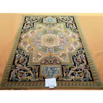 China 17th 18th Century European French Savonnerie 9.4x12.3 Hand Knotted Rug Large Handmade Savonnerie Wool 10x14 French Rug Wool Rug for sale