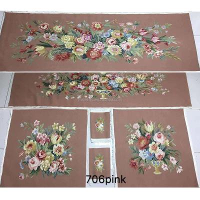 China Pink Flower Aubusson Furniture French Handmade Floral French Chair Fabrics Aubusson Sofa Cover Sets For Couch Couch for sale