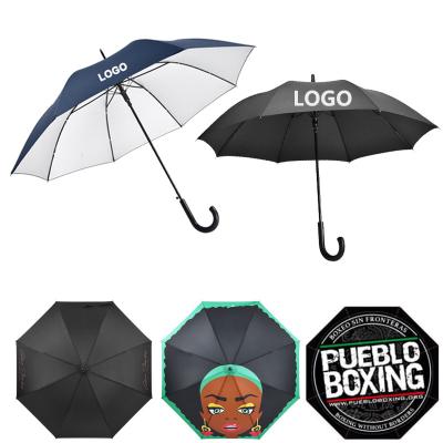 China CLASSIC Strong Black Windproof Long Stick Men's Custom Printing Logo Gift Production Straight UV Umbrellas For Rain for sale