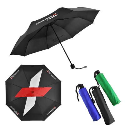 China CLASSIC cheap customize custom open black portable gift rain contract travel 3 times umbrella custom folding umbrella manual for sale