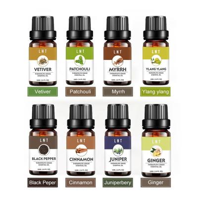 China Skin Revitalizer Aromatherapy Massage Essential Oil 8PCS Vetiver Patchouli Myrrh Ylang Black Pepper Cinnamon Ginger Juniper Berry Essential Oil for sale